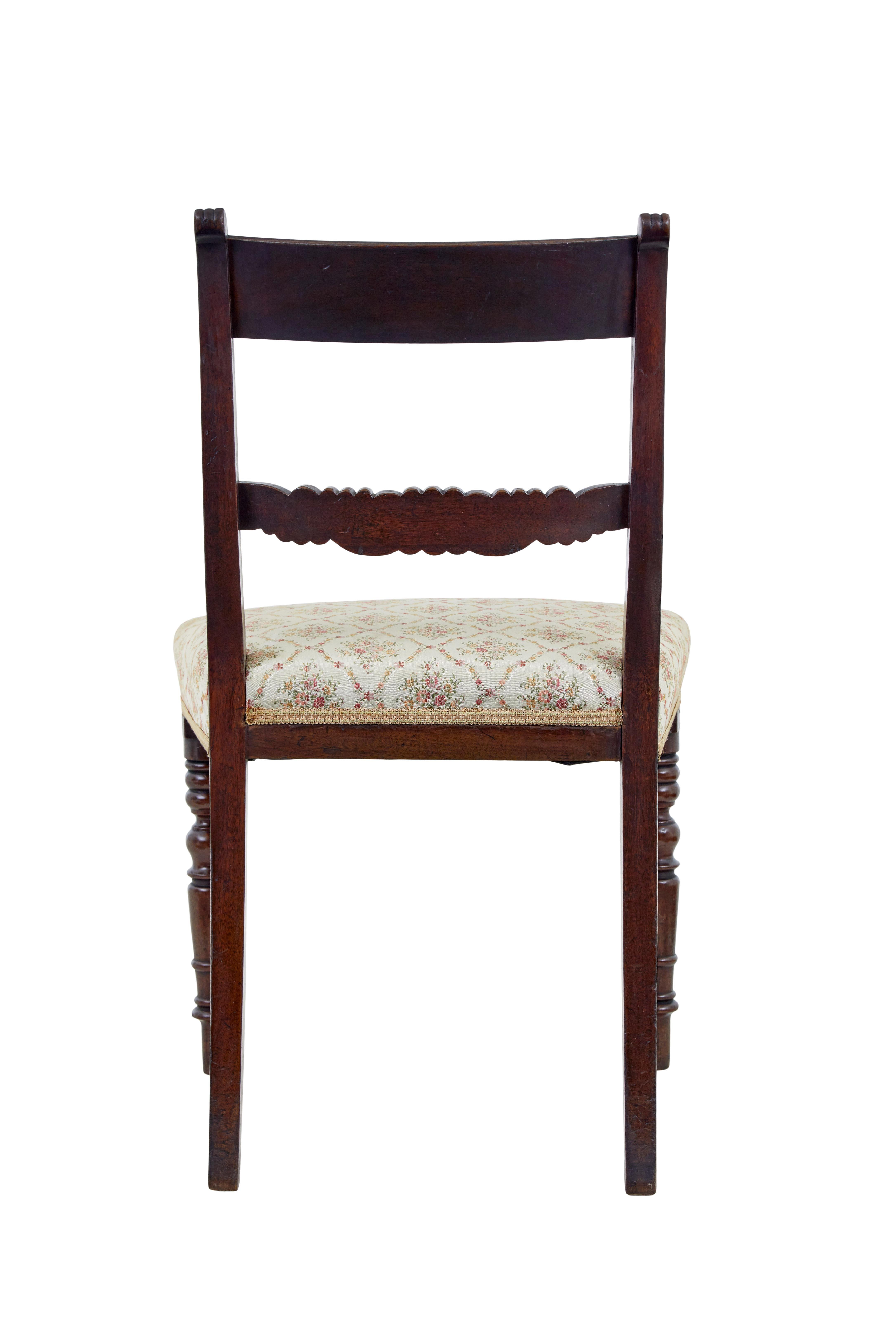 Set of 6 19th century Regency mahogany dining chairs In Good Condition For Sale In Debenham, Suffolk