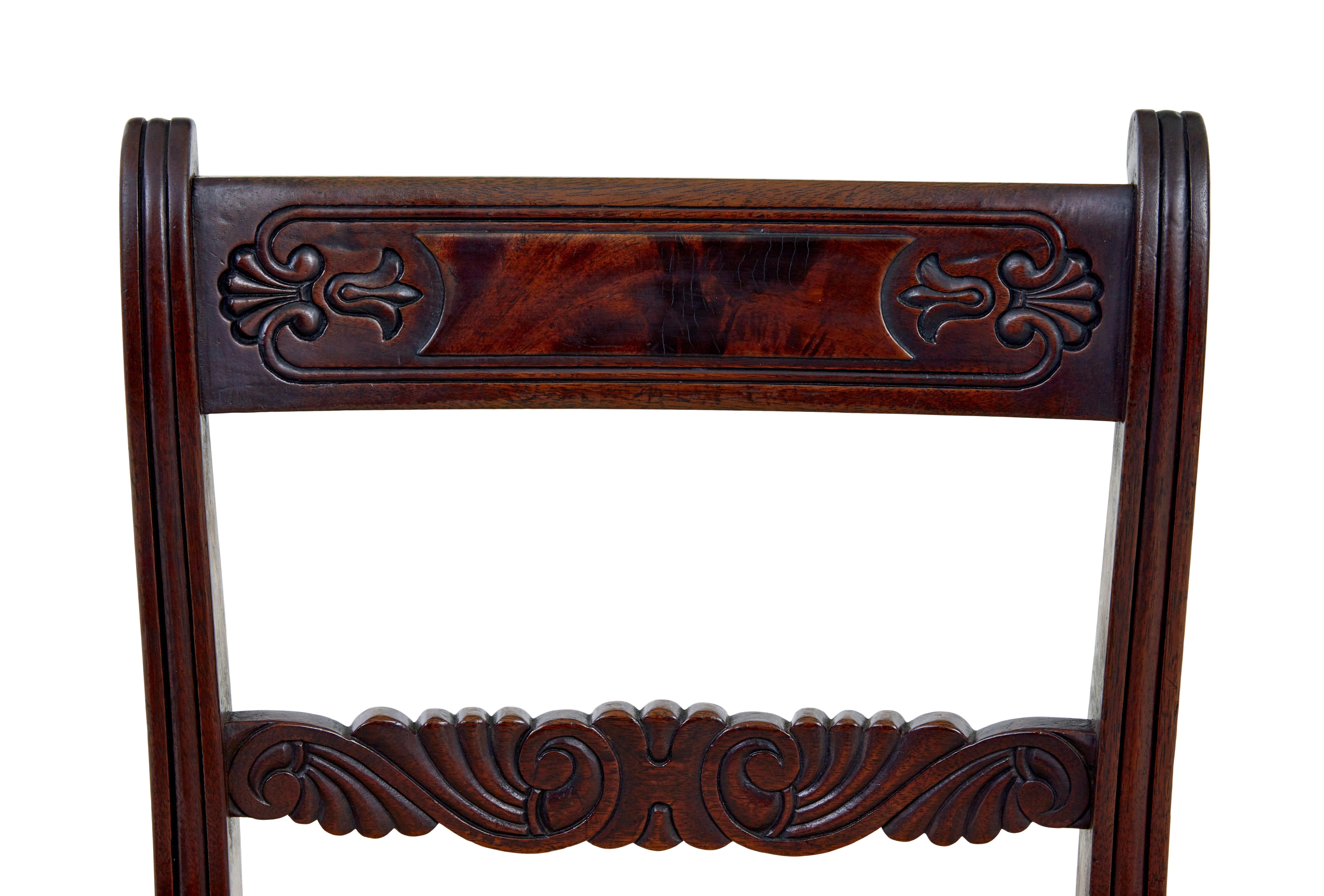 19th Century Set of 6 19th century Regency mahogany dining chairs For Sale