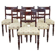 Ensemble de 6 chaises de salle à manger Regency en acajou du 19ème siècle
