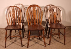 Set Of 6 19th Century Windsor Wheelback Chairs