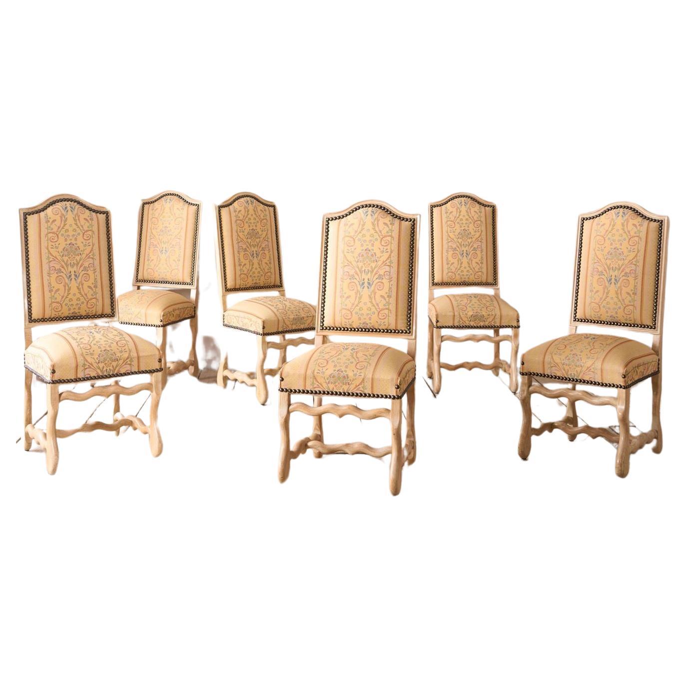 Ensemble de 6 chaises de salle à manger Os De Mouton du 20e siècle