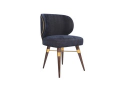 Set of 6 21st Century Jacquard Velvet Louis Dining Chair Brass Wood by Ottiu