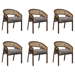 Set of 6 21st Rattan Spencer Dining Chair Wood by Wood Tailors Club