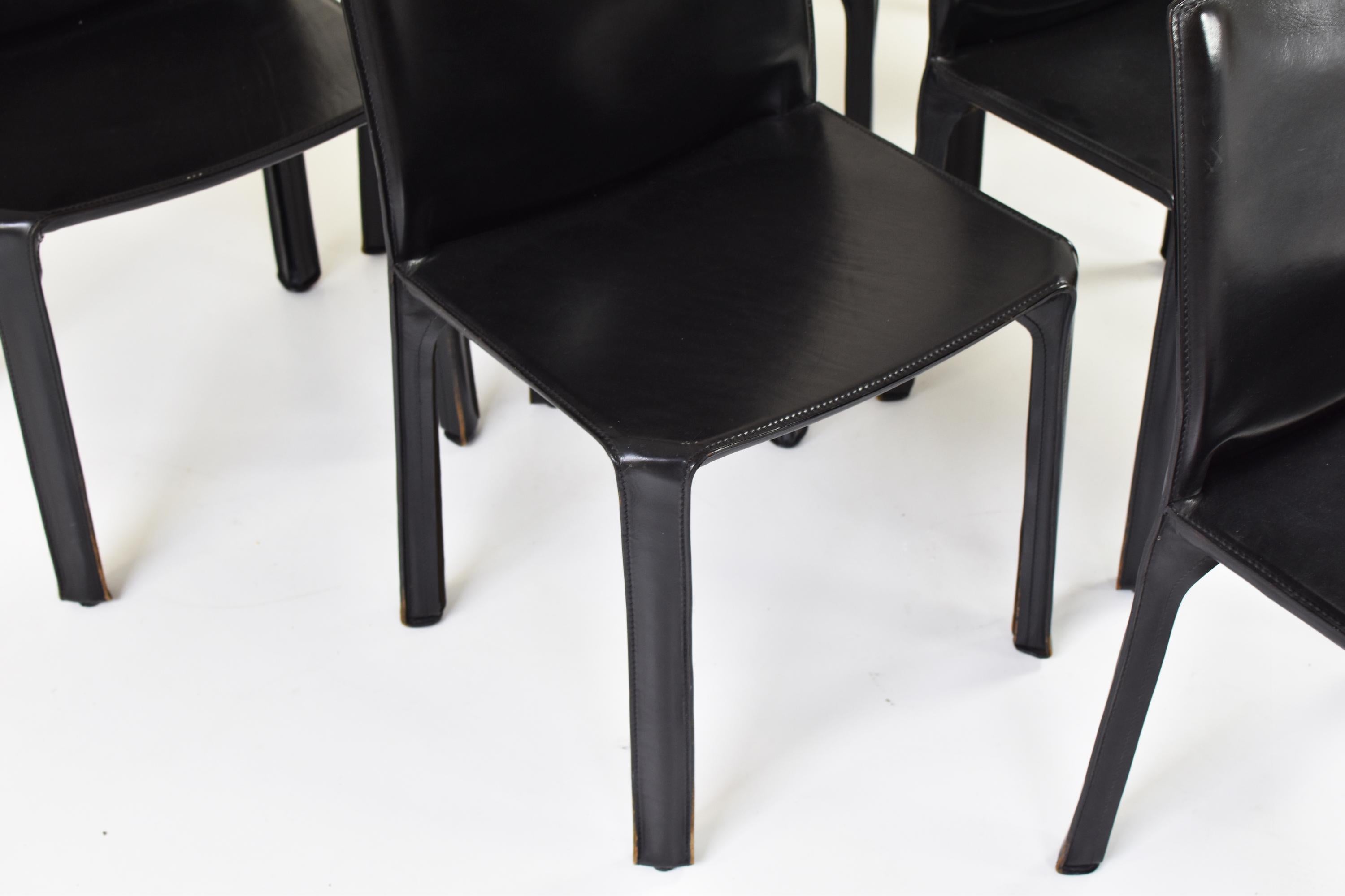 Set of 6 “413” CAB Chairs by Mario Bellini for Cassina, Italy, 1977 In Good Condition In Antwerp, BE