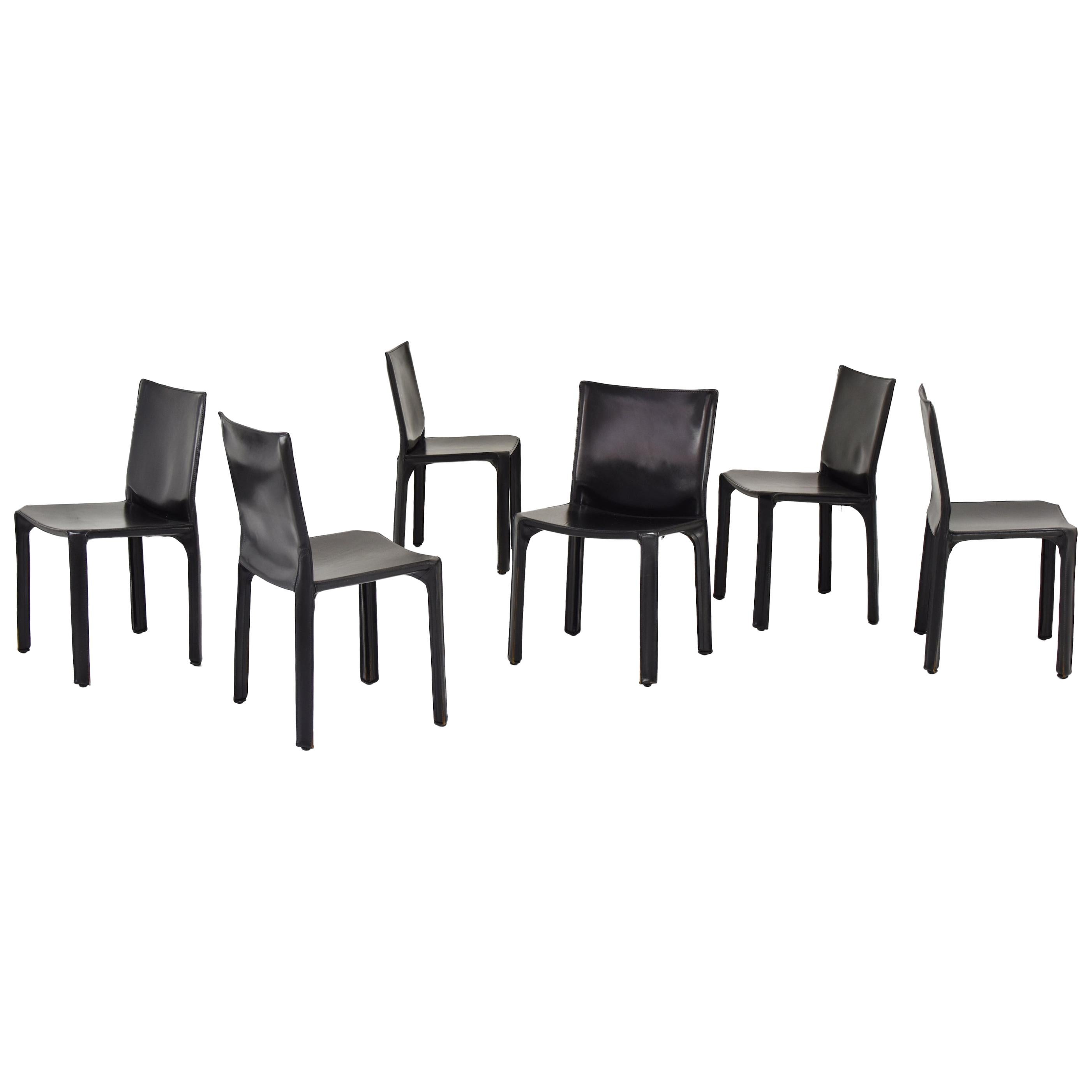Set of 6 “413” CAB Chairs by Mario Bellini for Cassina, Italy, 1977