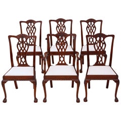 Vintage Set of 6 (4+2) Mahogany Georgian Revival Dining Chairs