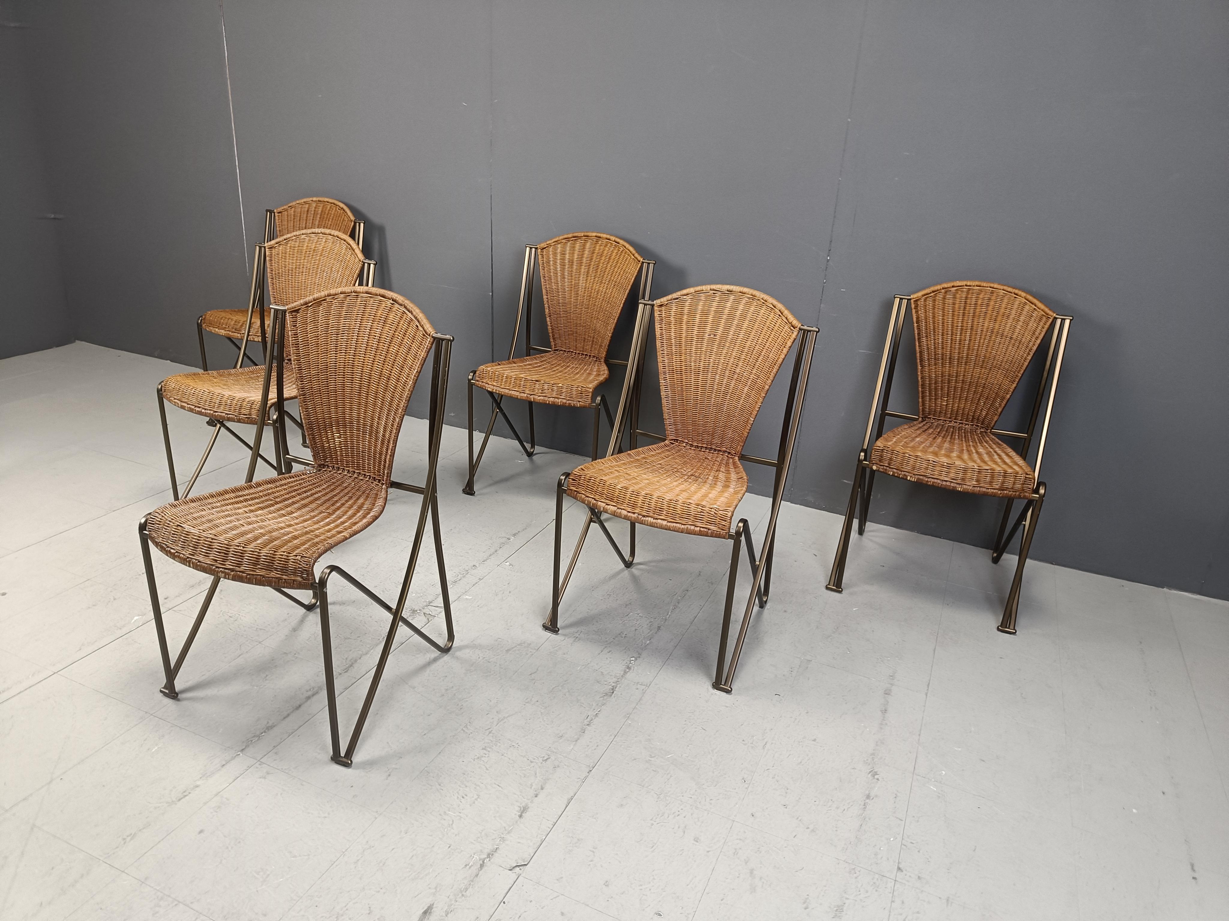 Fine XX secolo Set di 6 sedie Abanica in vimini di Oscar Tusquets per Aleph, anni '90 in vendita