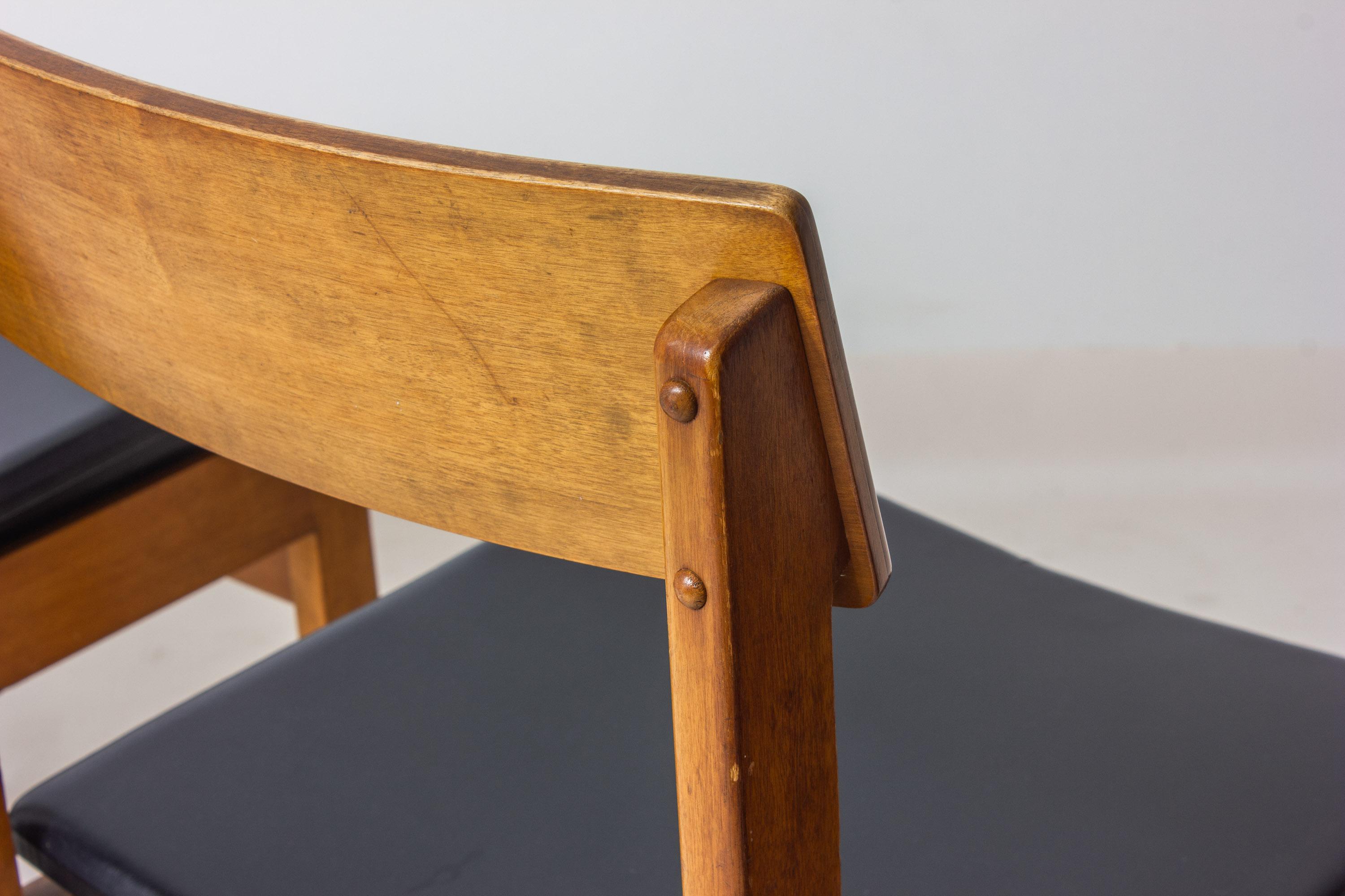 Set di 6 sedie da pranzo 'Abstracta' in faggio di Jos De Mey, Belgio, anni '60 in vendita 3