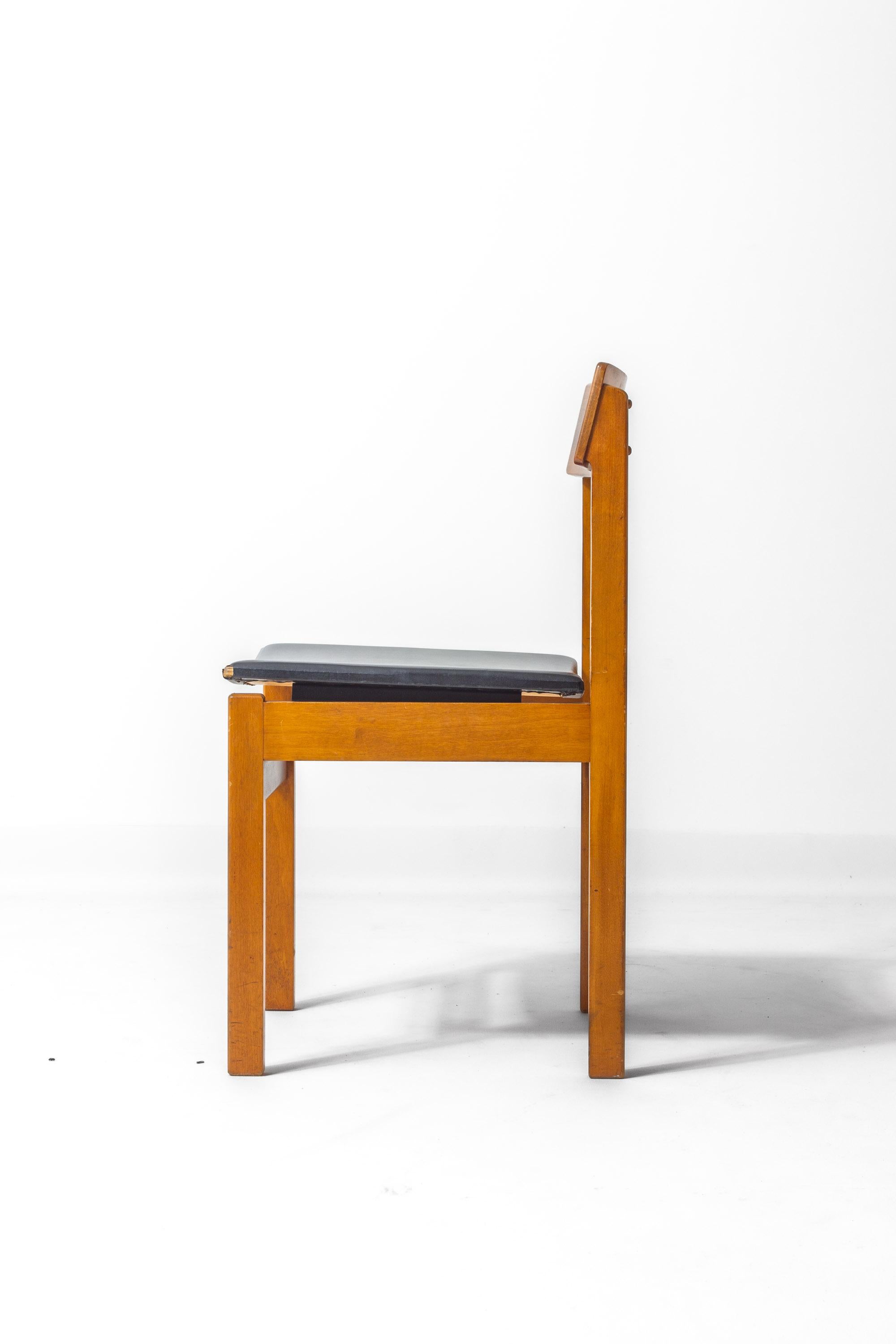 Set di 6 sedie da pranzo 'Abstracta' in faggio di Jos De Mey, Belgio, anni '60 in vendita 6