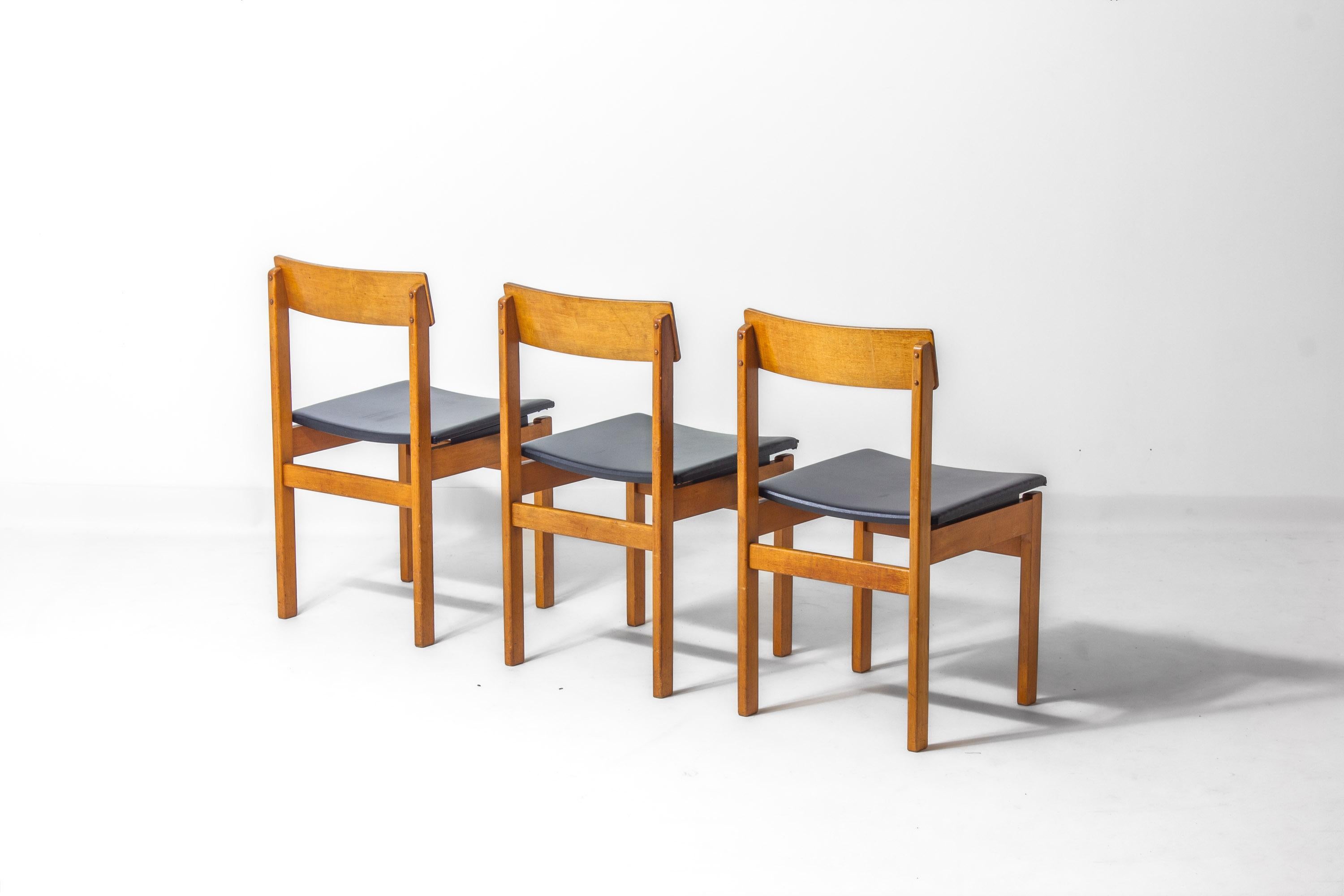 Set di 6 sedie da pranzo 'Abstracta' in faggio di Jos De Mey, Belgio, anni '60 in vendita 1