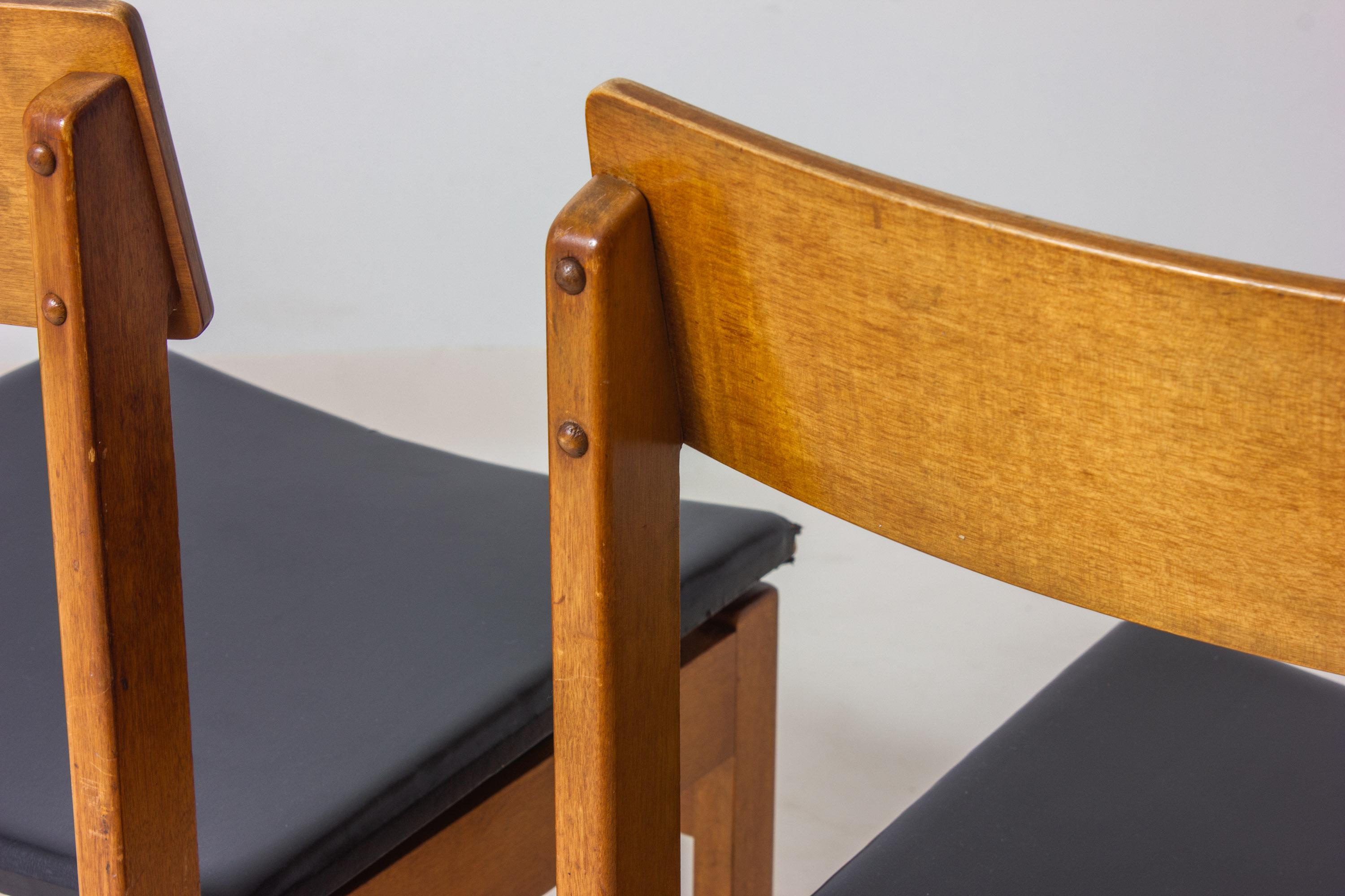 Set di 6 sedie da pranzo 'Abstracta' in faggio di Jos De Mey, Belgio, anni '60 in vendita 2