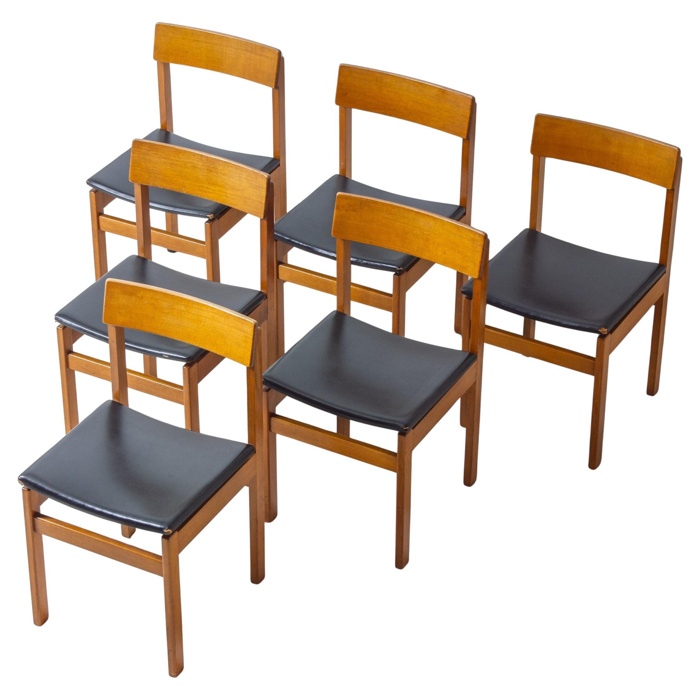 Set di 6 sedie da pranzo 
Abstracta
 in faggio di Jos De Mey, Belgio, anni 
60 in vendita