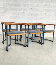 Conjunto de 6 sillas azules Achillea de Tito Agnoli para Ycami años 70