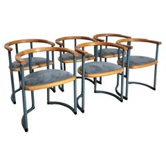 Set of 6 Achillea blue chairs by Tito Agnoli for Ycami  70s