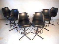 Set of 6 Adjustable Swivel Stools by Admiral Chrome Corp.