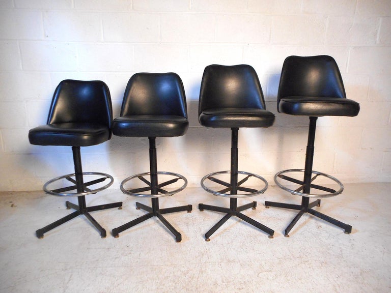 Set of 6 Adjustable Swivel Stools by Admiral Chrome Corp. at 1stDibs