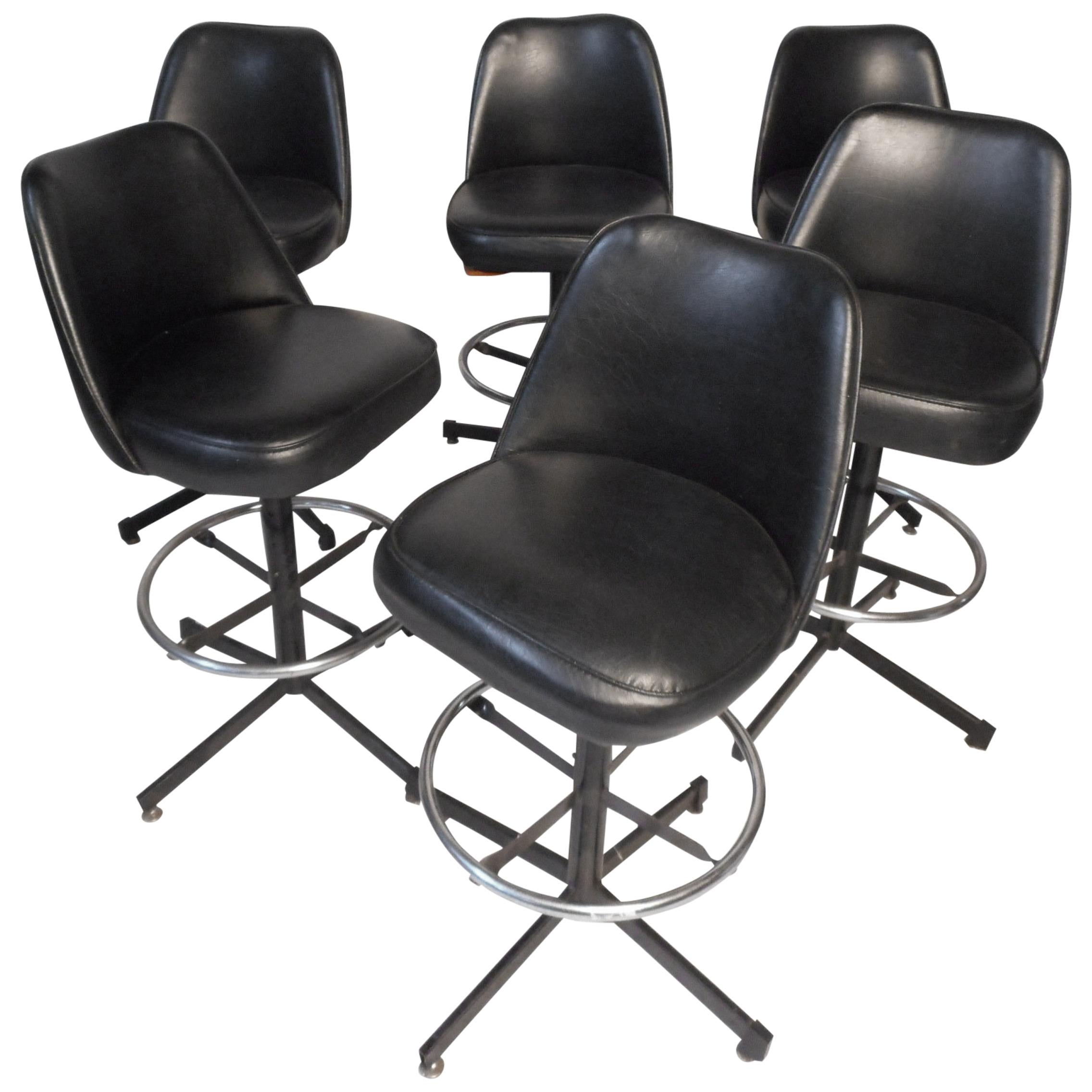 Set of 6 Adjustable Swivel Stools by Admiral Chrome Corp.