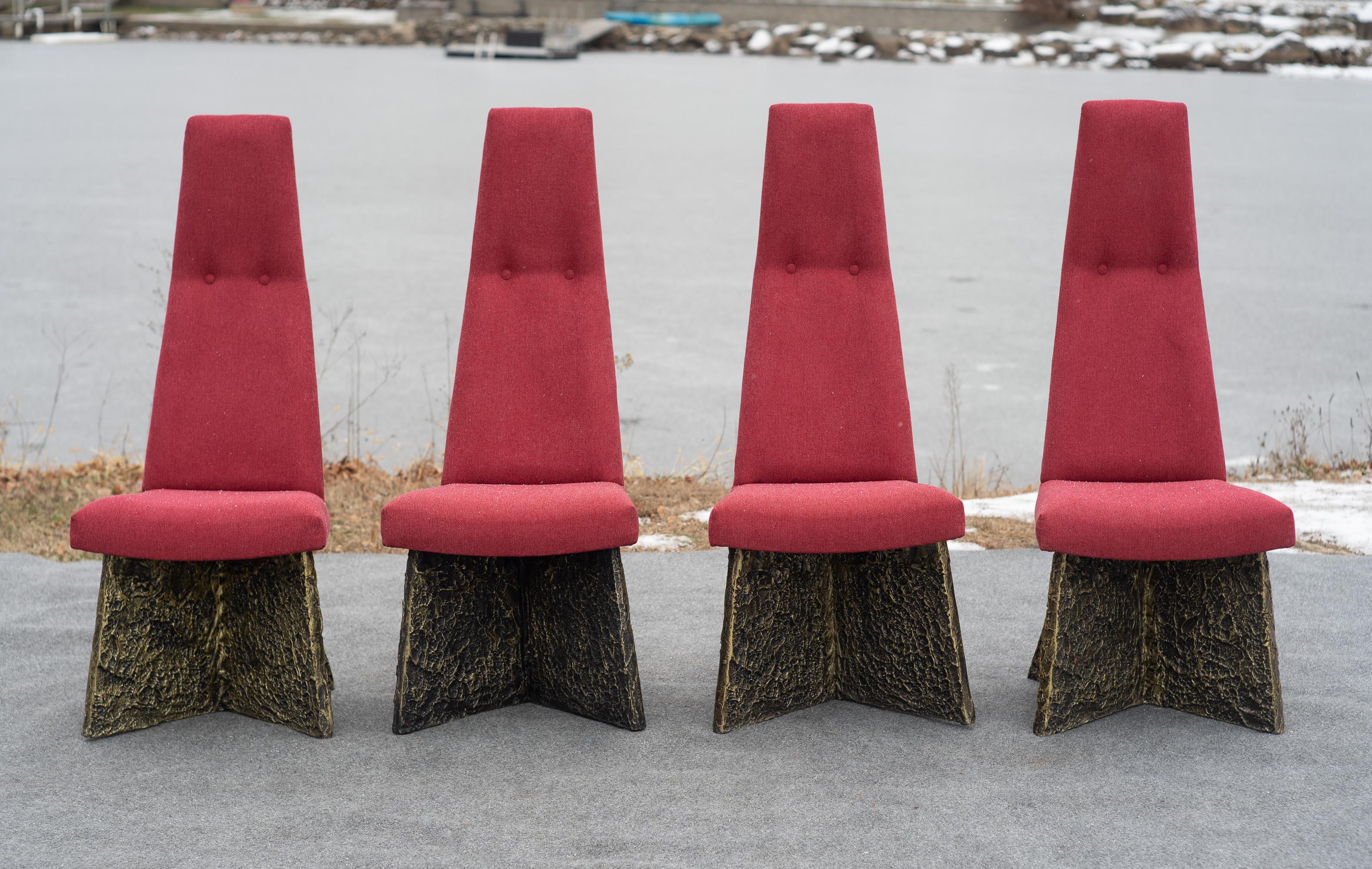 Set of 6 Adrian Pearsall Brutalist Dining Chairs, Newly Recovered in Red Wool For Sale 3