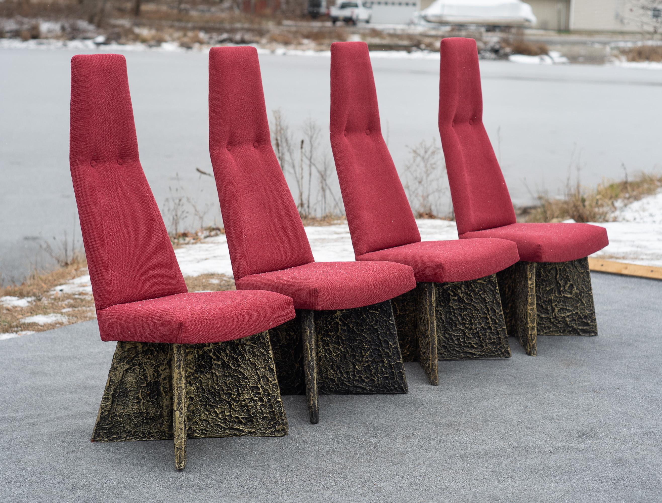 Set of 6 Adrian Pearsall Brutalist Dining Chairs, Newly Recovered in Red Wool For Sale 5