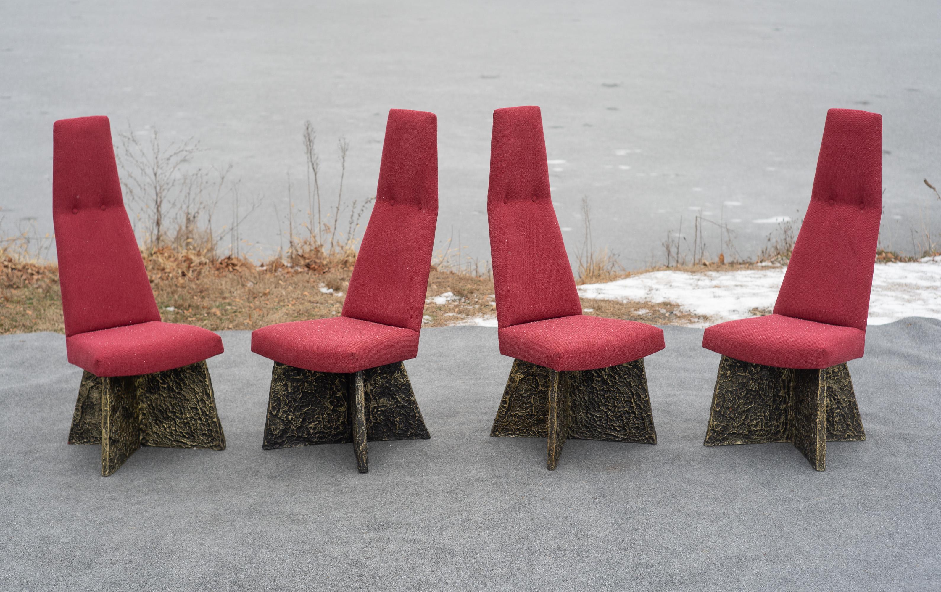 Set of 6 Adrian Pearsall Brutalist Dining Chairs, Newly Recovered in Red Wool For Sale 6
