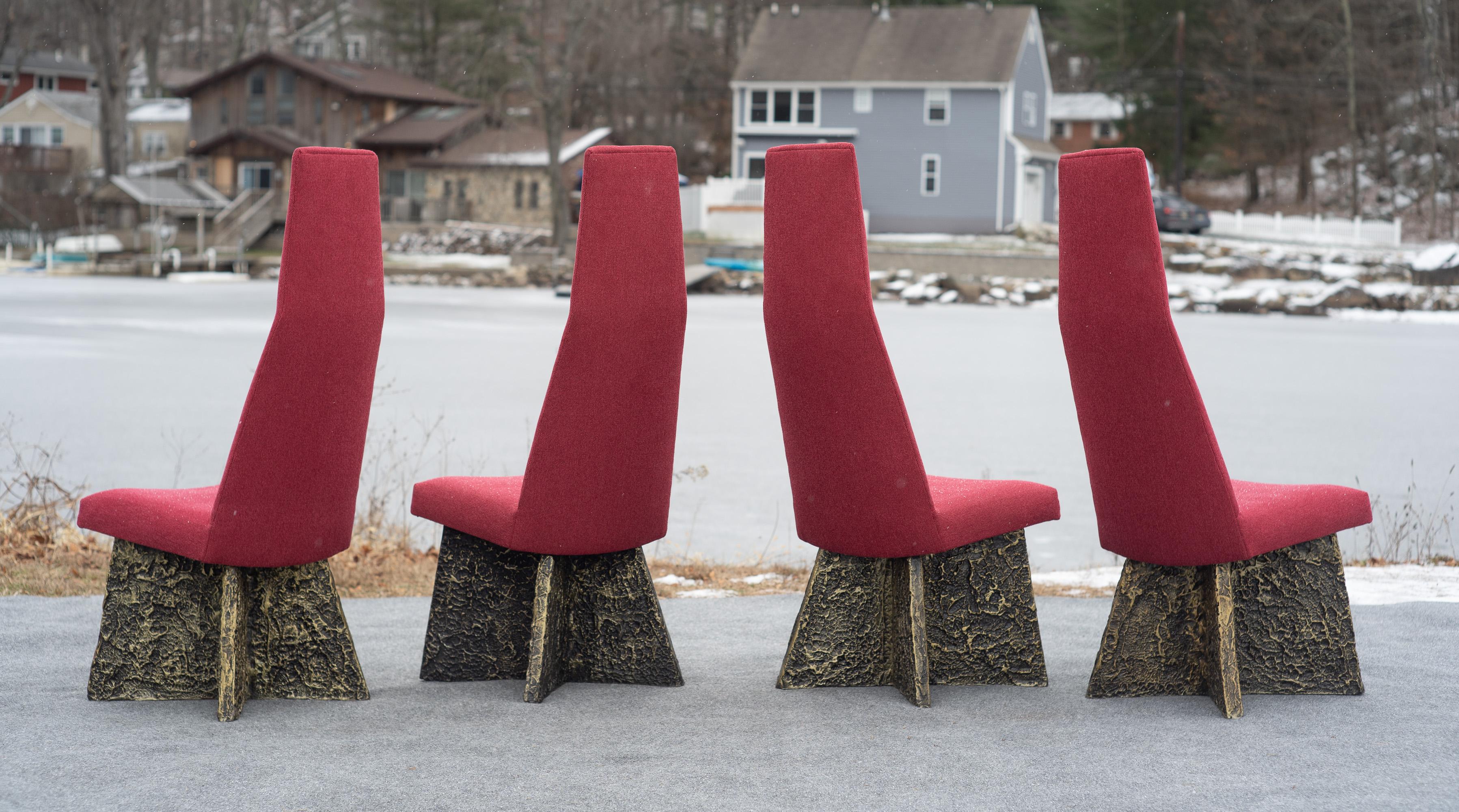Set of 6 Adrian Pearsall Brutalist Dining Chairs, Newly Recovered in Red Wool For Sale 7