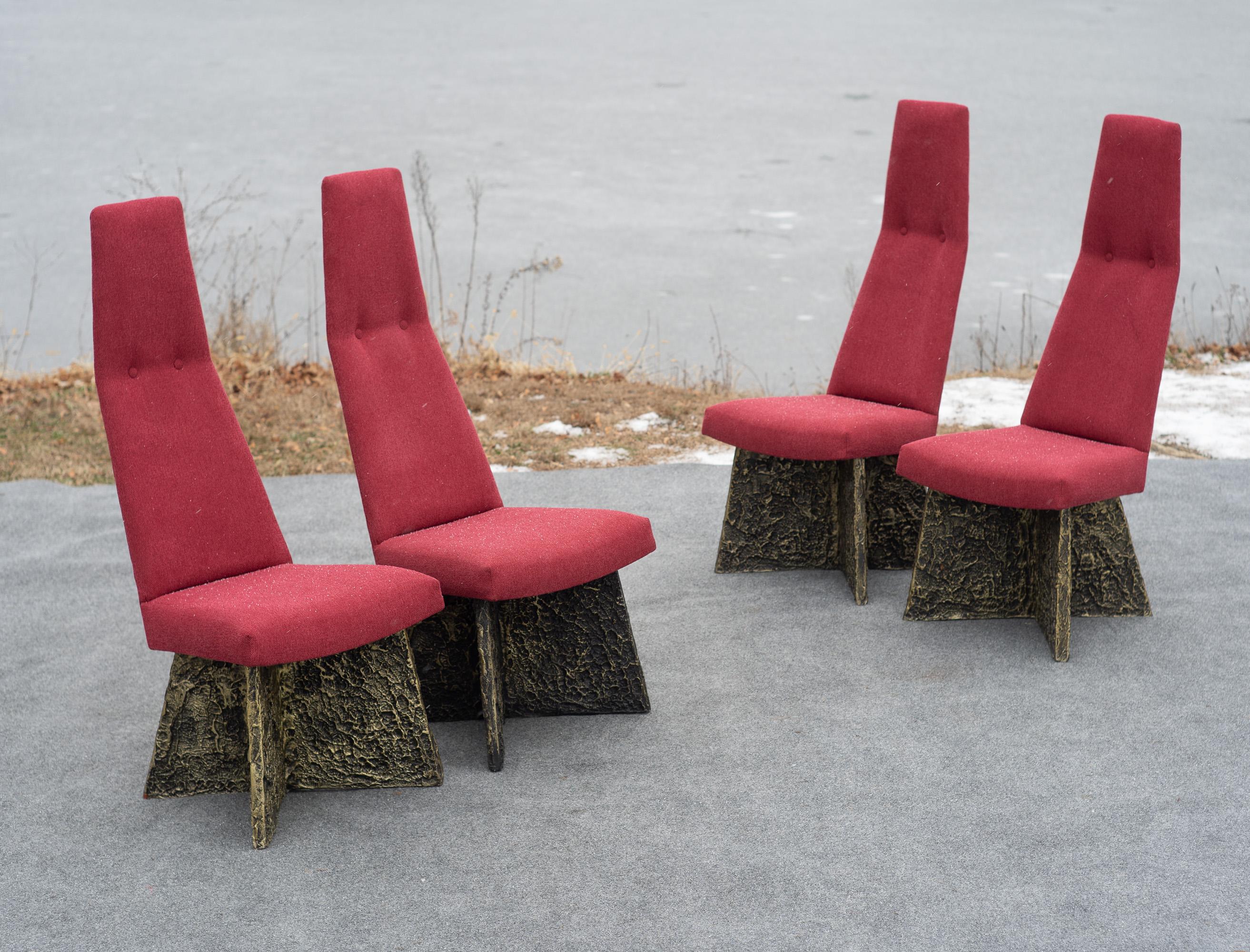 Set of 6 Adrian Pearsall Brutalist Dining Chairs, Newly Recovered in Red Wool For Sale 8