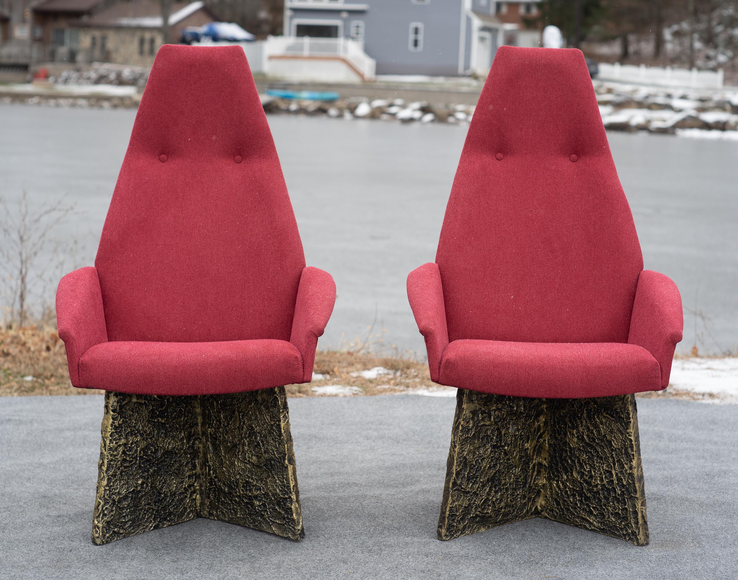 American Set of 6 Adrian Pearsall Brutalist Dining Chairs, Newly Recovered in Red Wool For Sale