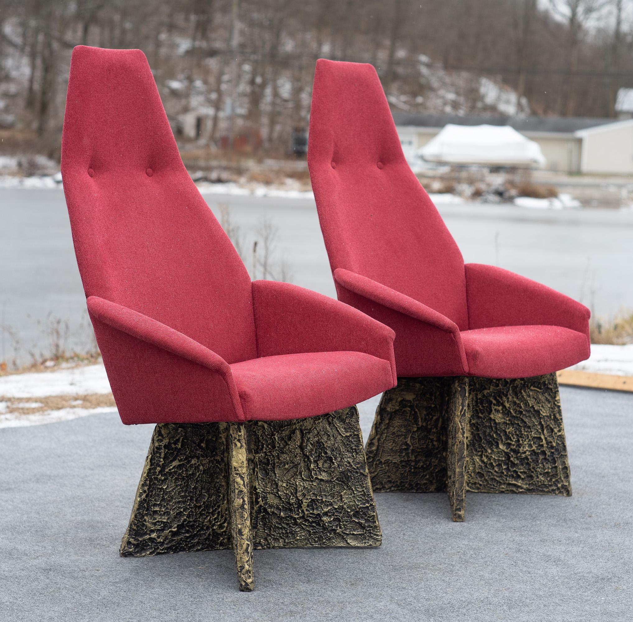 Molded Set of 6 Adrian Pearsall Brutalist Dining Chairs, Newly Recovered in Red Wool For Sale