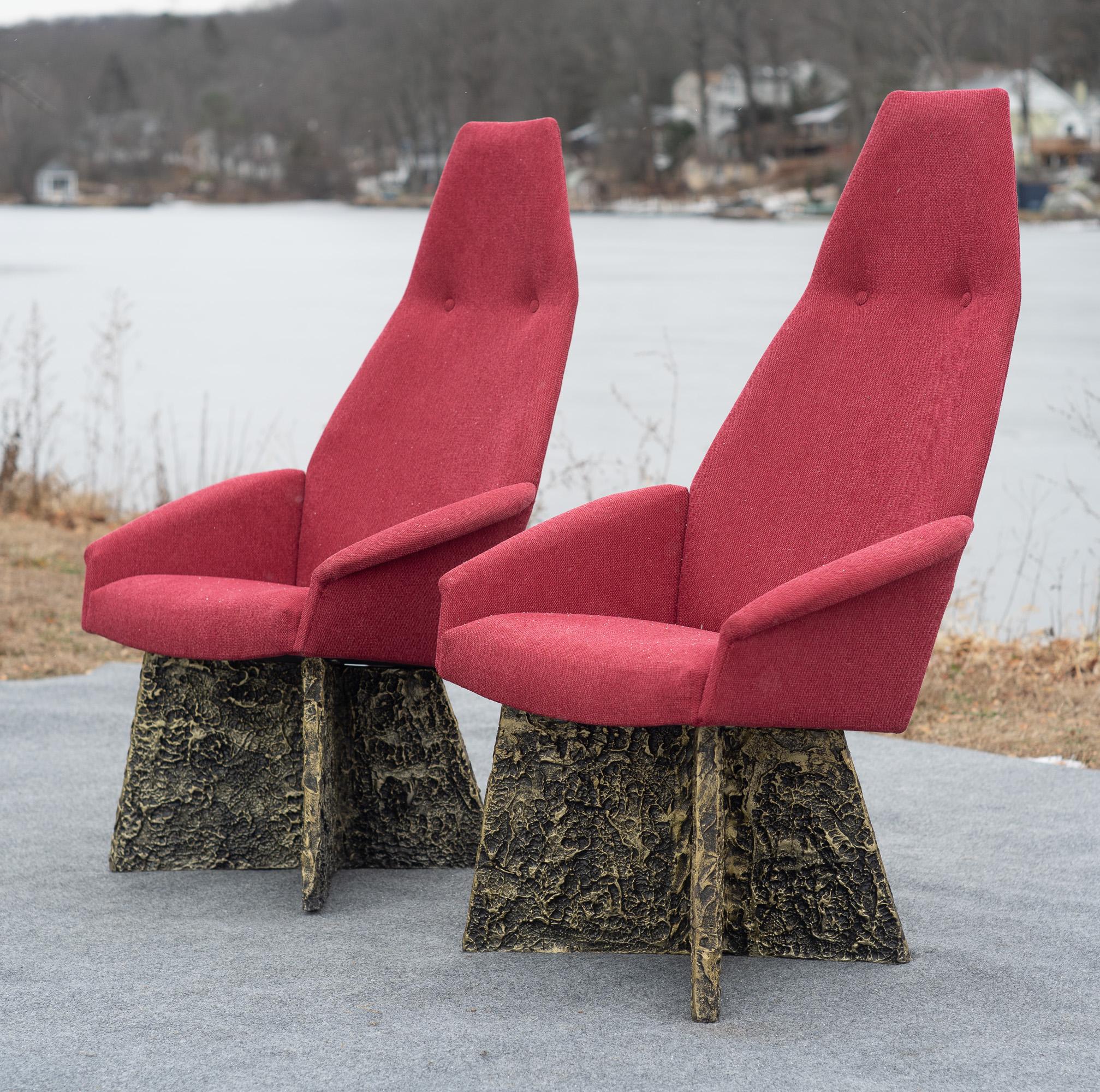 Set of 6 Adrian Pearsall Brutalist Dining Chairs, Newly Recovered in Red Wool In Good Condition For Sale In Philadelphia, PA
