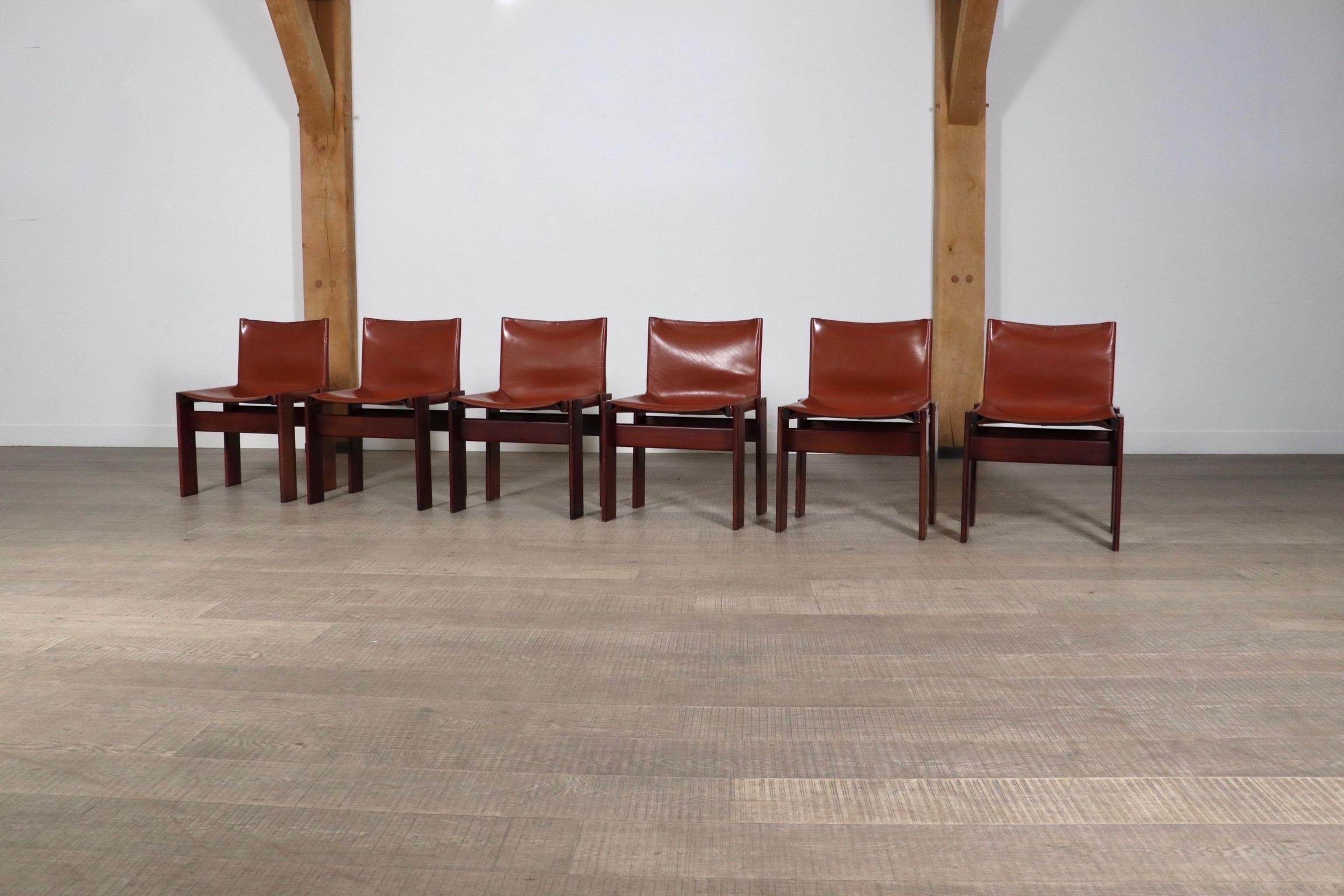 Set Of 6 Afra And Tobia Scarpa Monk Chairs For Molteni Italy 1974 5