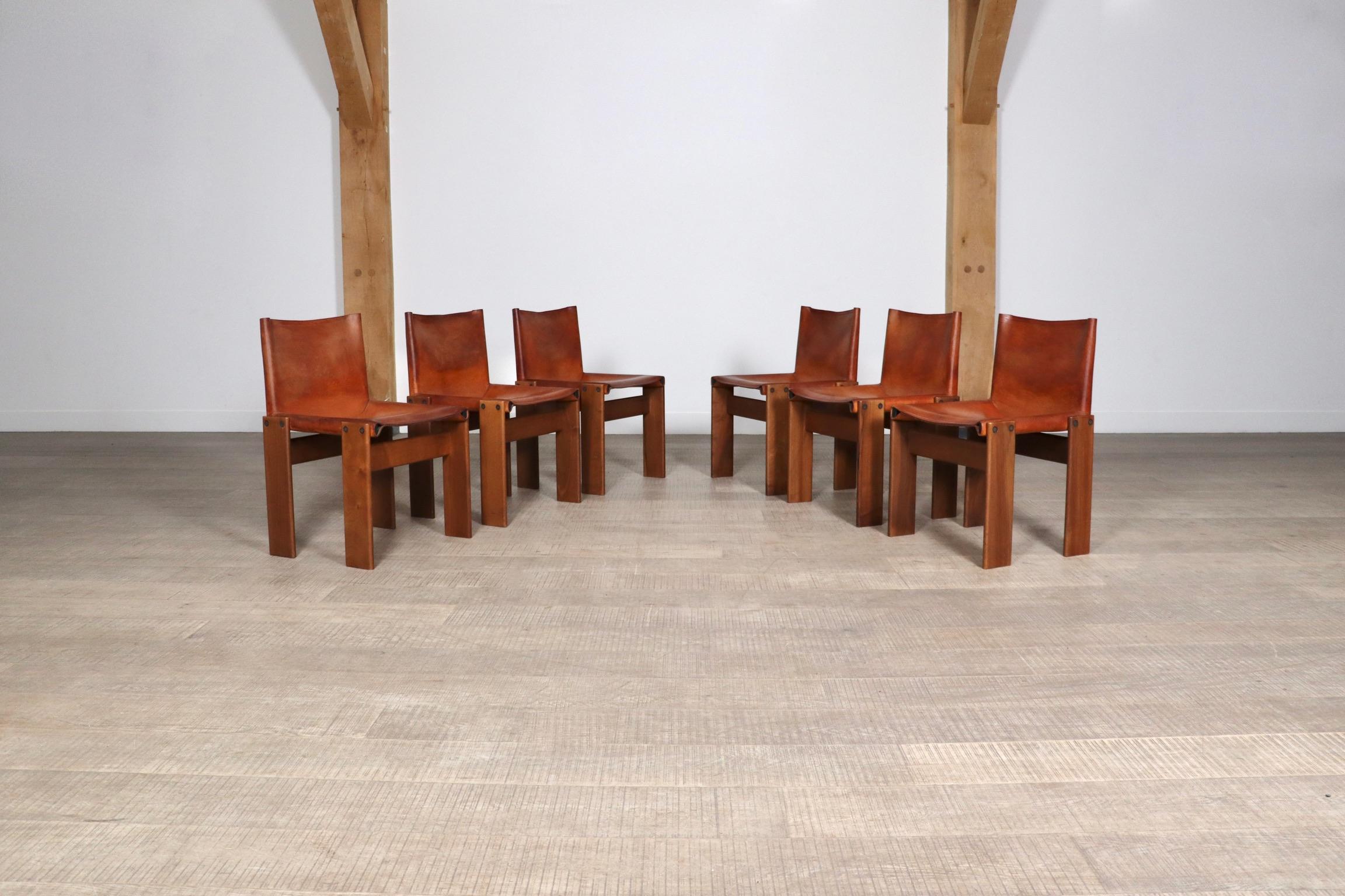 Set Of 6 Afra And Tobia Scarpa Monk Chairs For Molteni Italy 1974 10
