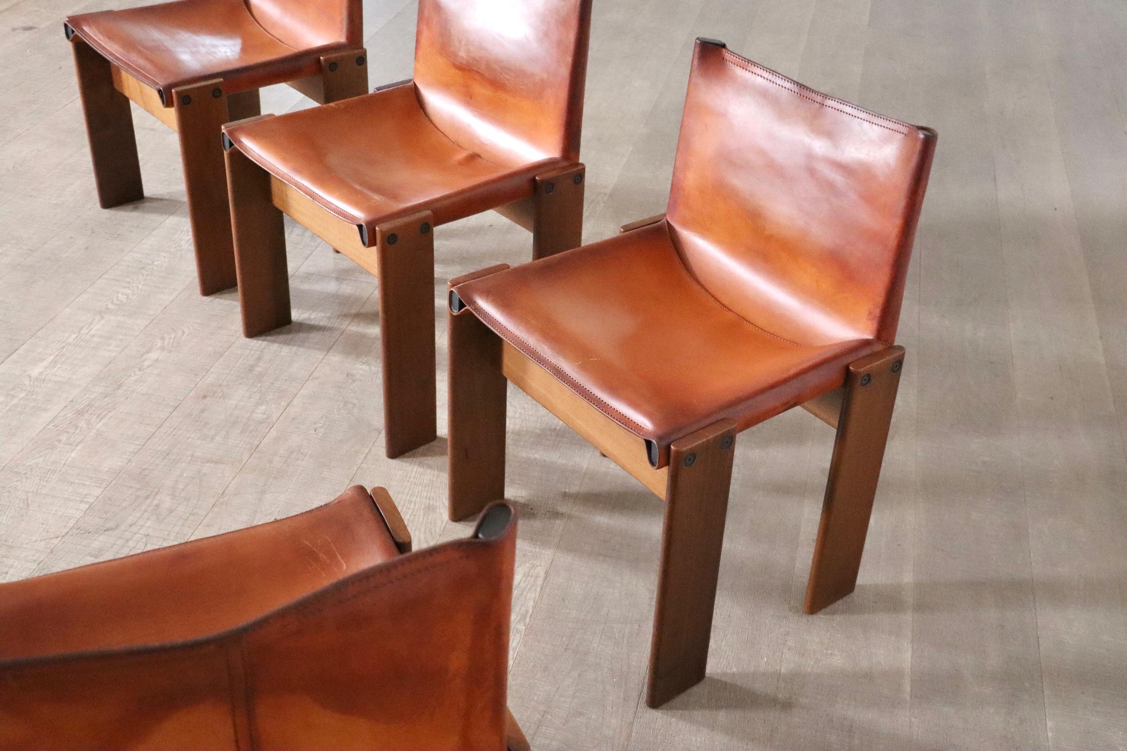 Set Of 6 Afra And Tobia Scarpa Monk Chairs For Molteni Italy 1974 11