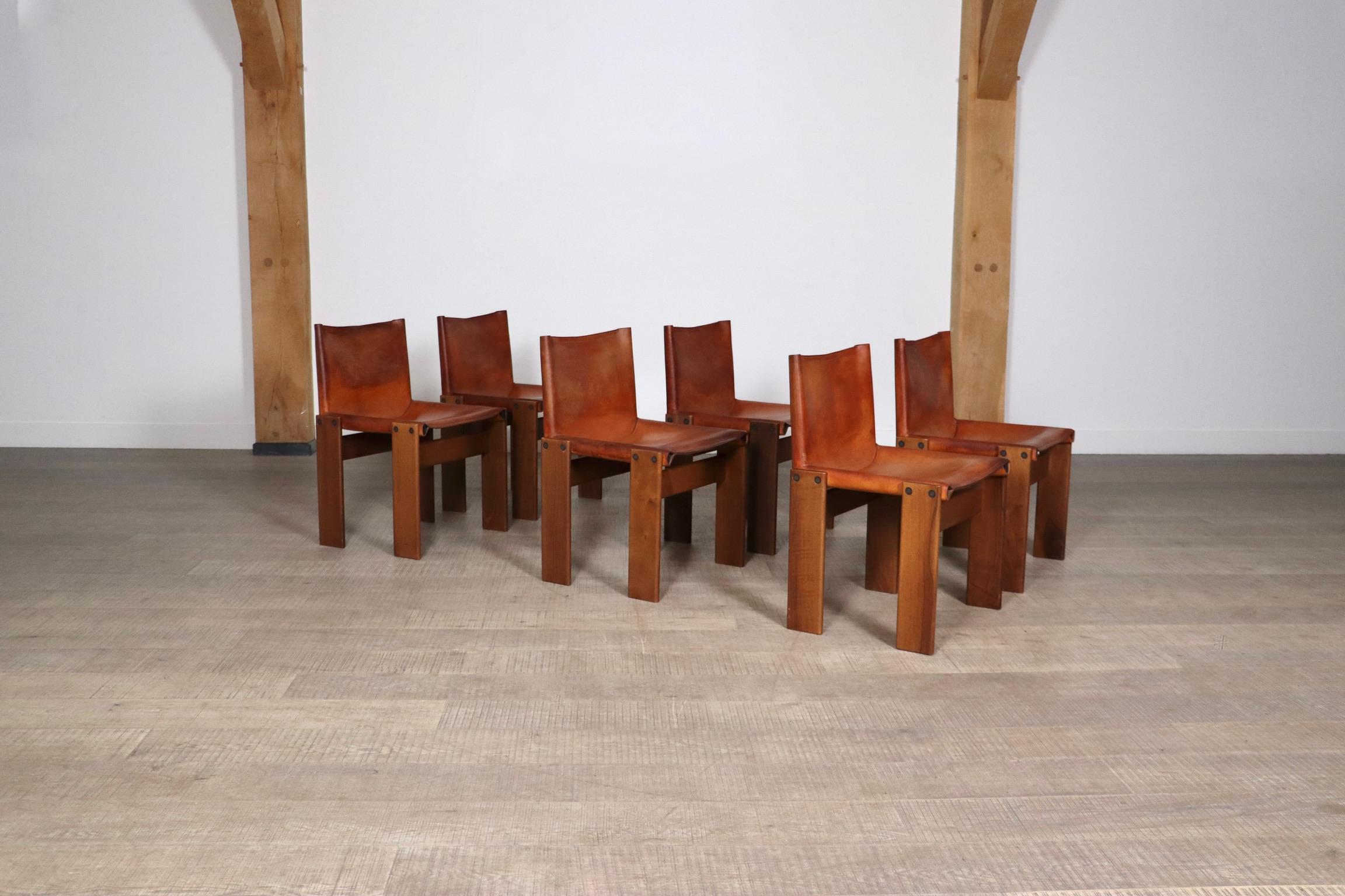 Set Of 6 Afra And Tobia Scarpa Monk Chairs For Molteni Italy 1974 13