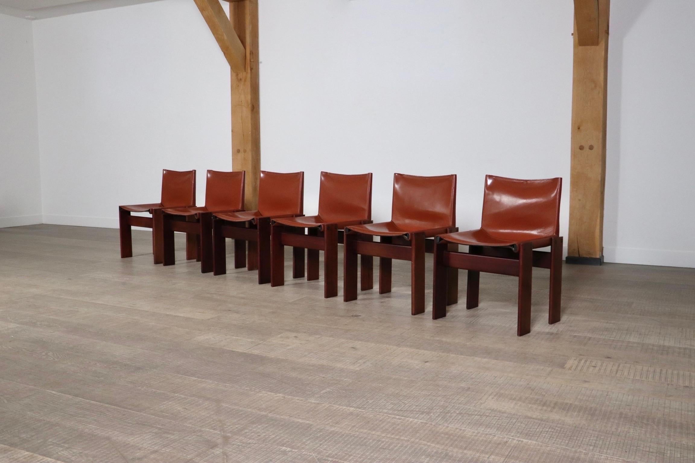 Late 20th Century Set Of 6 Afra And Tobia Scarpa Monk Chairs For Molteni Italy 1974
