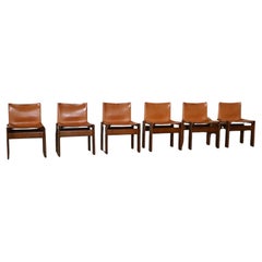 Set Of 6 Afra And Tobia Scarpa Monk Dining Chairs For Molteni Italy 1974