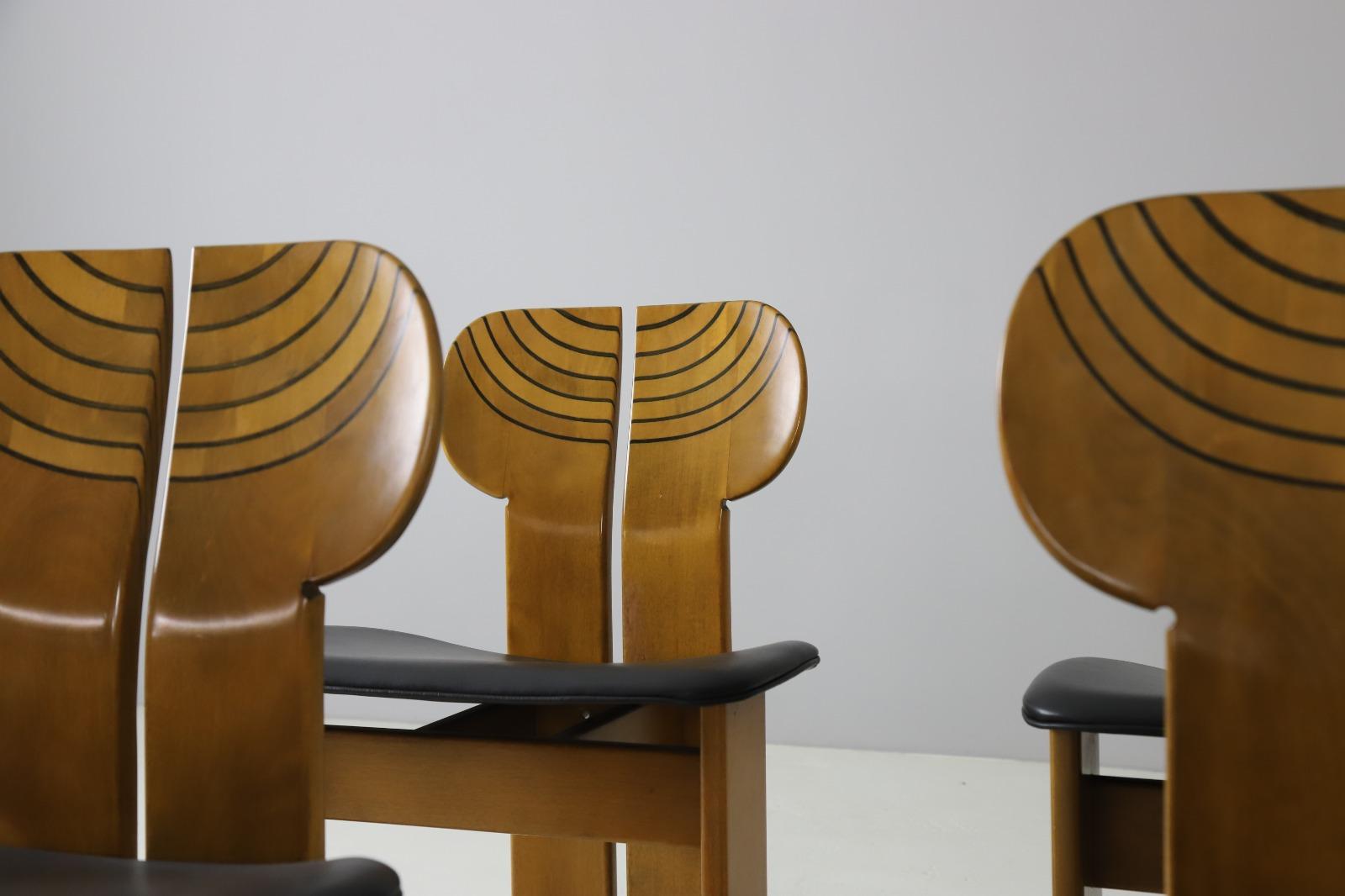 Mid-Century Modern Set of 6 'Africa' Chairs by Afra & Tobia Scarpa for Maxalto, Italy 1975