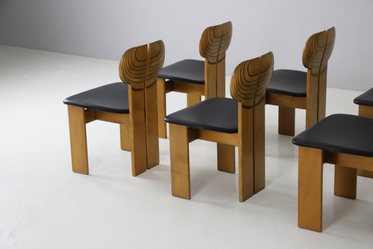 Italian Set of 6 'Africa' Chairs by Afra & Tobia Scarpa for Maxalto, Italy 1975