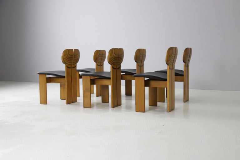 Brass Set of 6 'Africa' Chairs by Afra & Tobia Scarpa for Maxalto, Italy 1975
