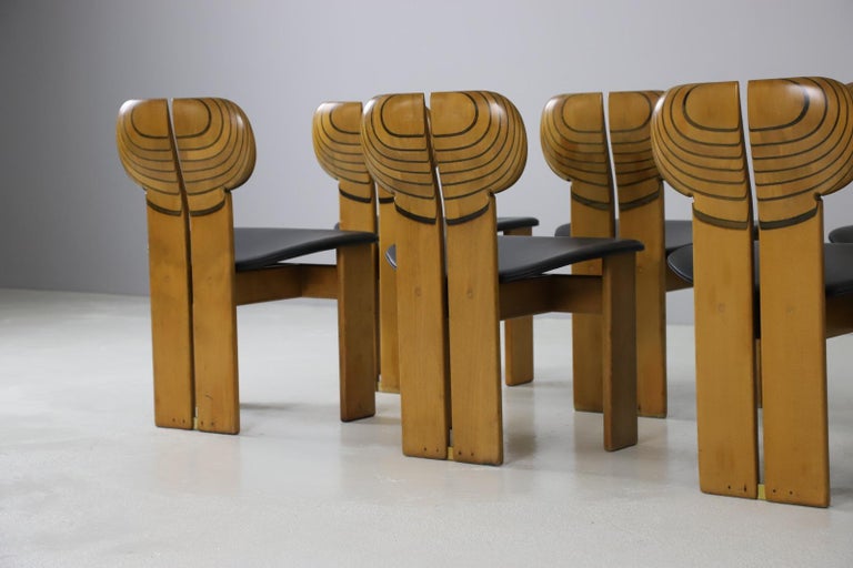 Set of 6 'Africa' Chairs by Afra & Tobia Scarpa for Maxalto, Italy 1975 1