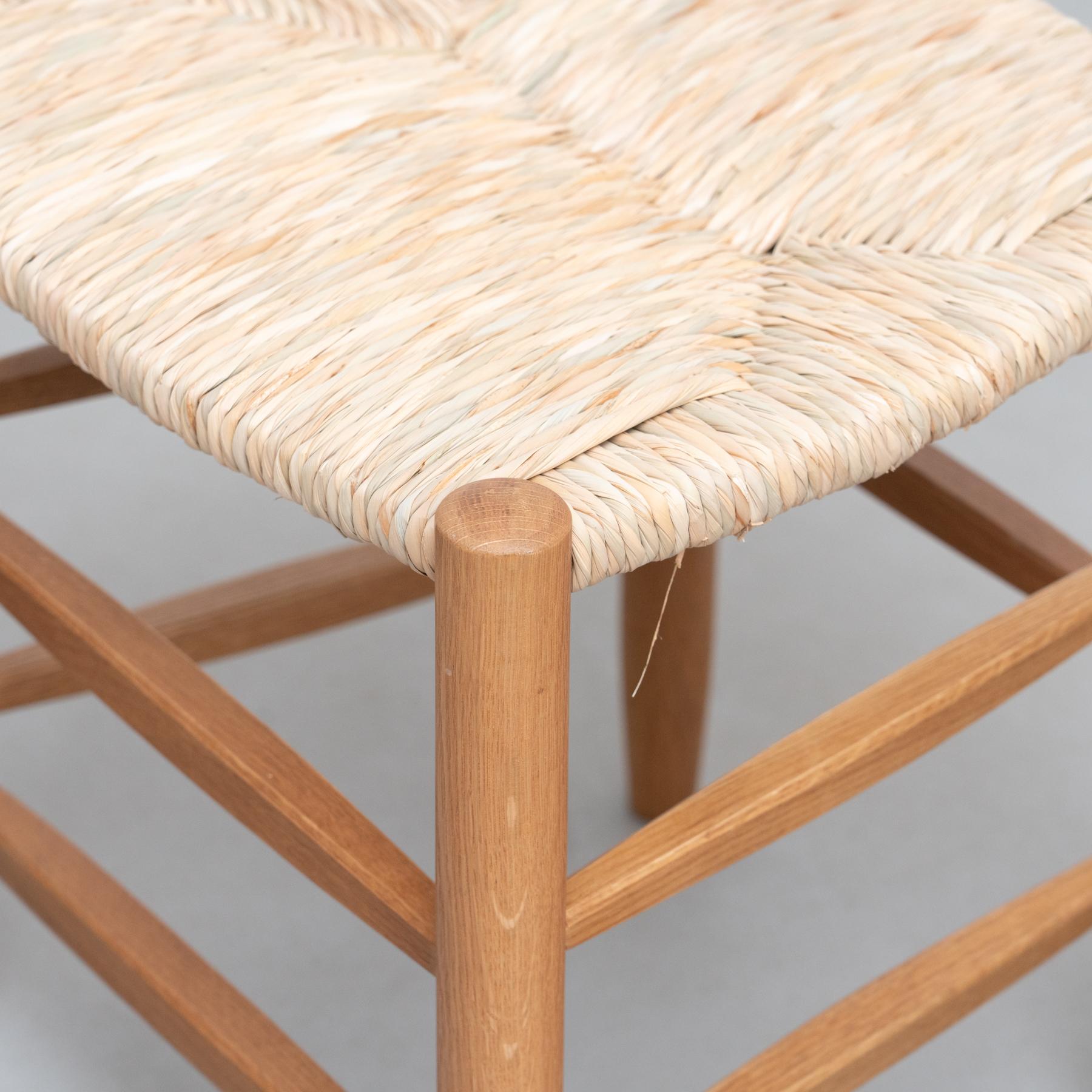 Set of 6 After Charlotte Perriand n.19 Chairs, Wood Rattan, Mid-Century Modern in vendita 5