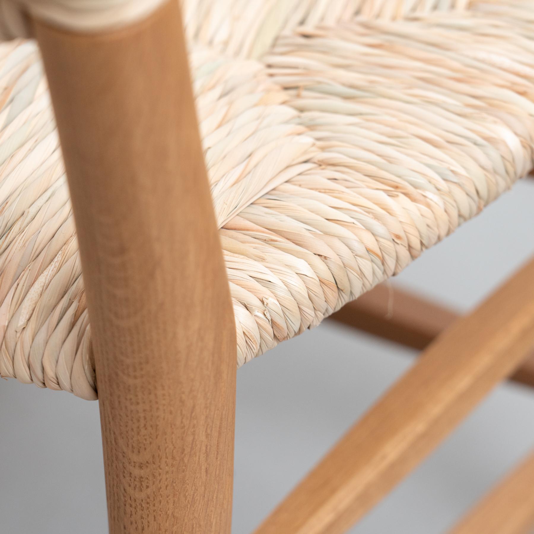 Set of 6 After Charlotte Perriand n.19 Chairs, Wood Rattan, Mid-Century Modern in vendita 8