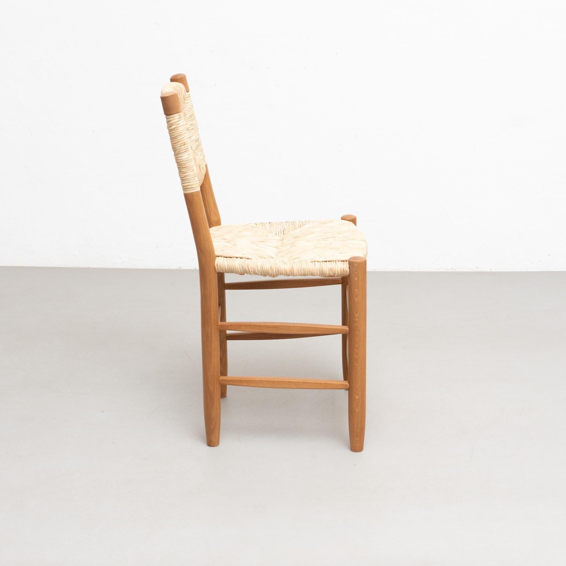 Set of 6 After Charlotte Perriand n.19 Chairs, Wood Rattan, Mid-Century Modern in vendita 11