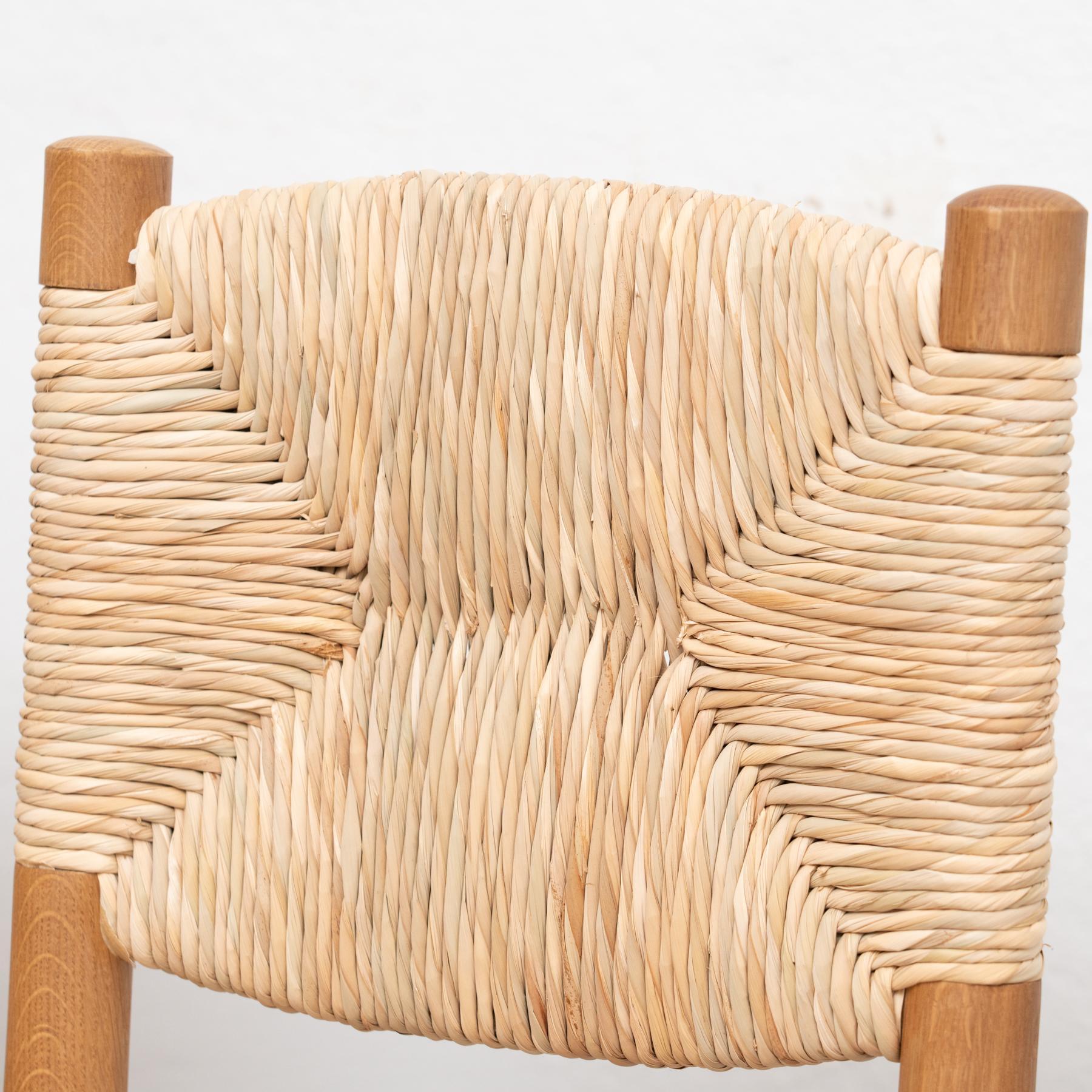 Set of 6 After Charlotte Perriand n.19 Chairs, Wood Rattan, Mid-Century Modern In condizioni buone in vendita a Barcelona, ES