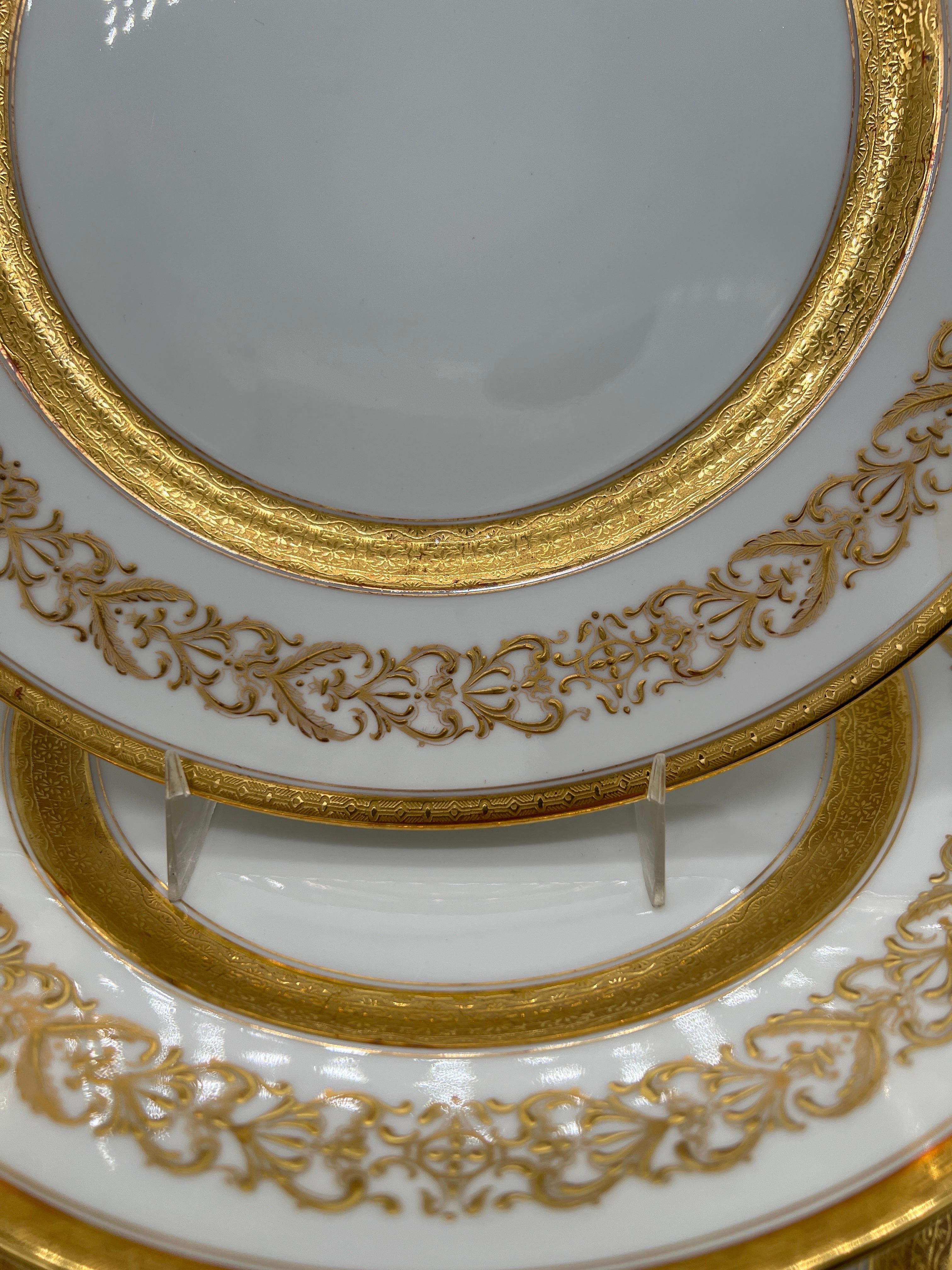 Lote de 6 - Ahrenfeldt Limoges para Richard Briggs Boston Plato llano esmaltado dorado Porcelana en venta