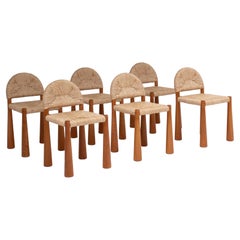 Set of 6 Alessandro Becchi “Toscanolla” Dining Chairs for Giovannetti