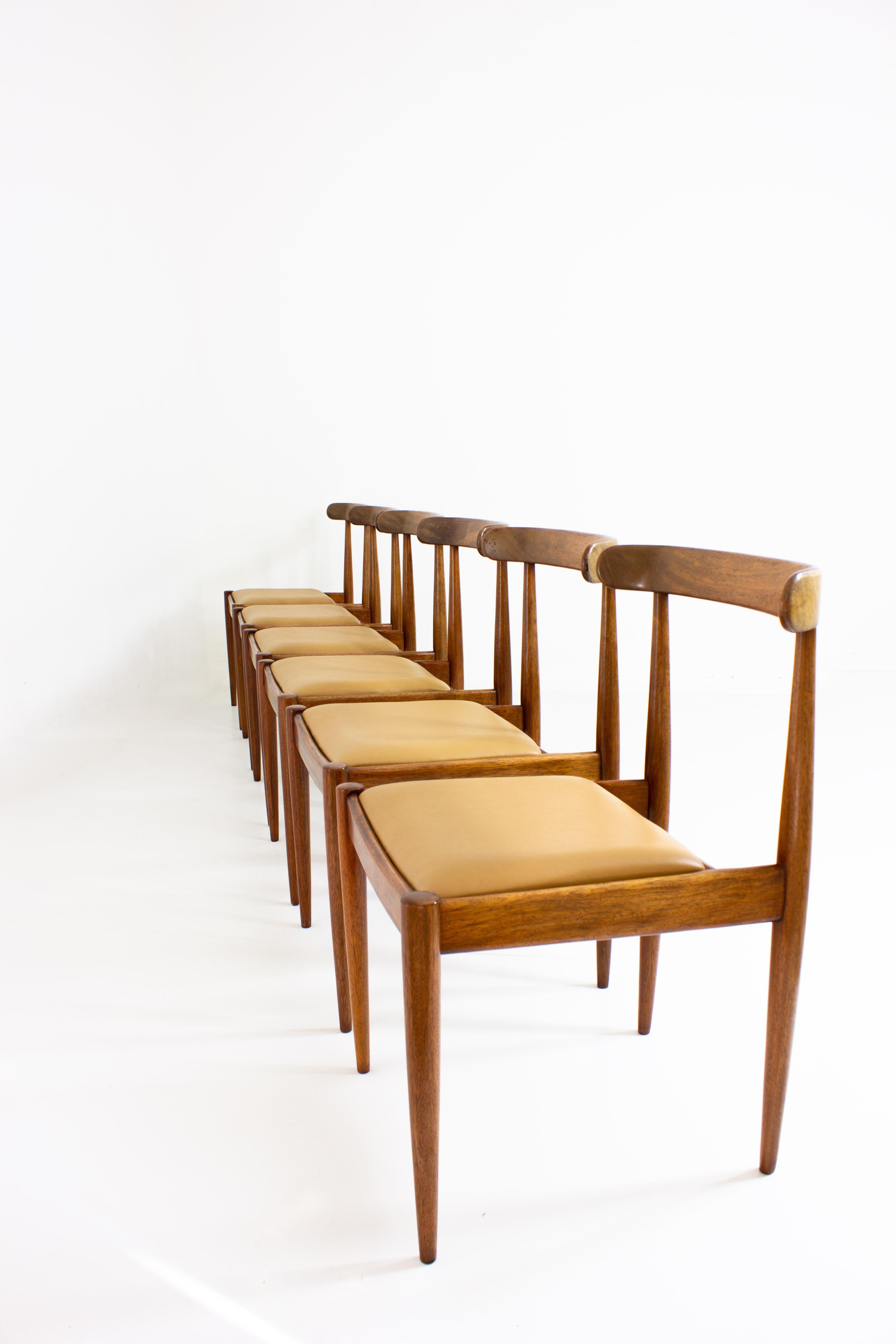 Set of 6 Alfred Hendrickx Dining Chairs, Belgium, 1960s In Good Condition In Antwerpen, VAN