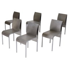 Set of 6 Aluminum Chairs, 1980s