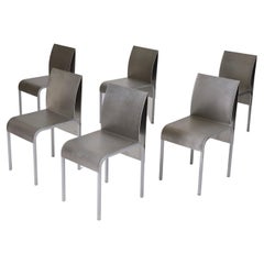 Vintage Set of 6 Aluminum Chairs, 1980s