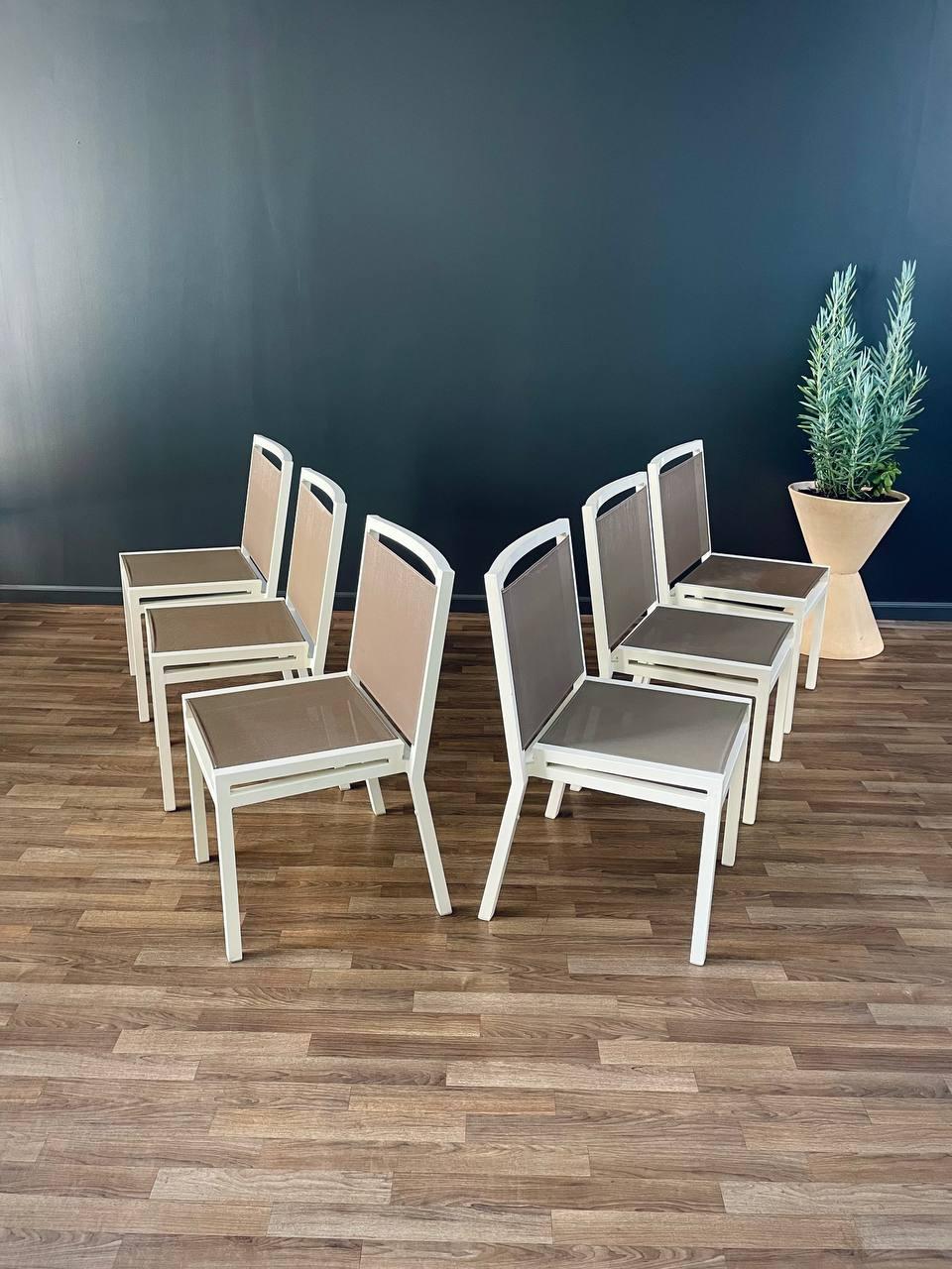 Modern Set of 6 Aluminum Patio Chairs by Janus et Cie