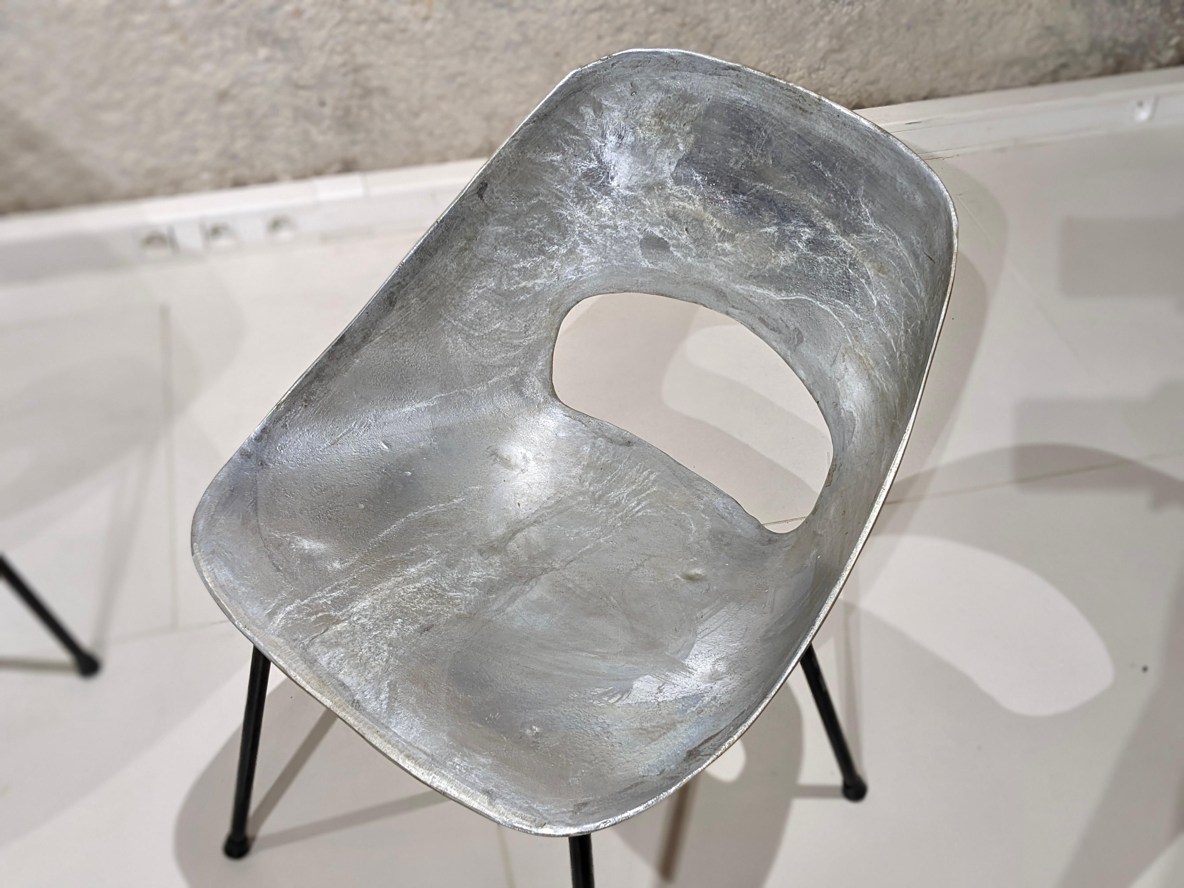 Metal Set of 6 Aluminum Tulip Chair , Pierre Guariche